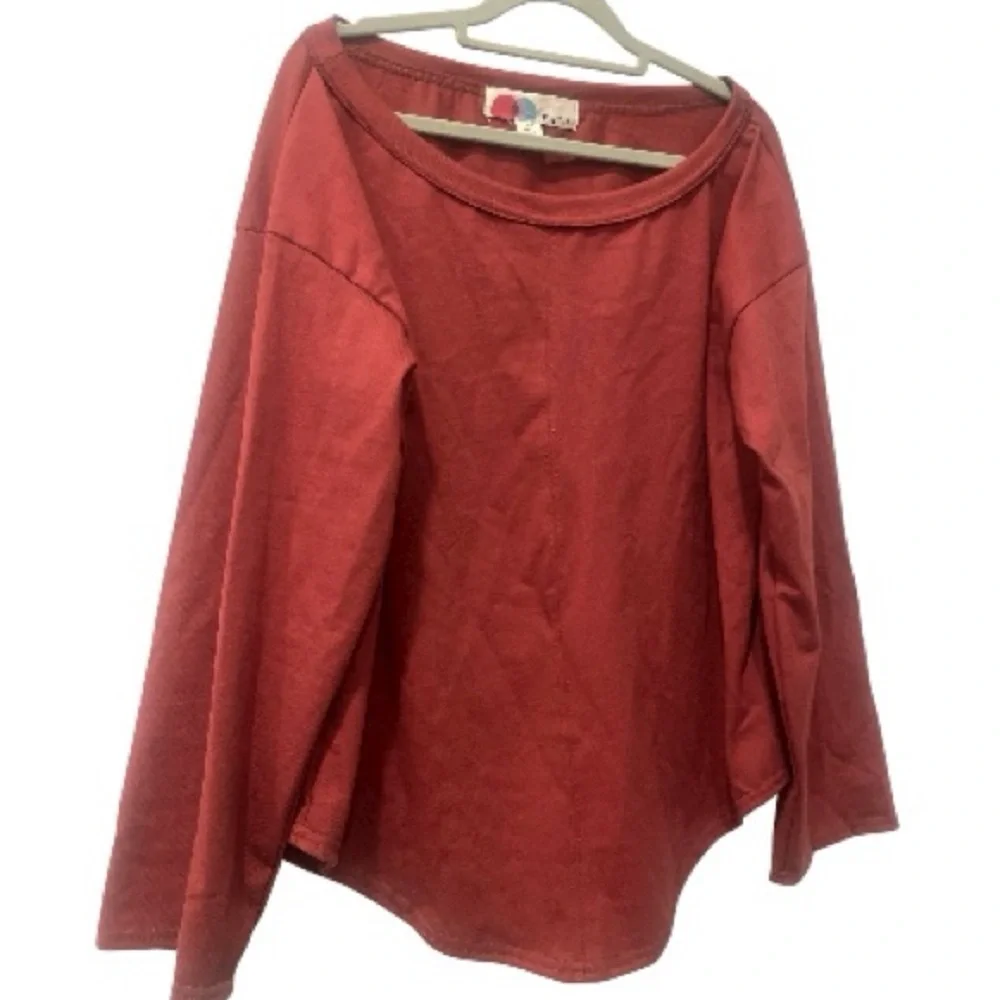 FREE PEOPLE FP Beach‎ Pullover Long Sleeve Rust Oversized Top size small NWOT
